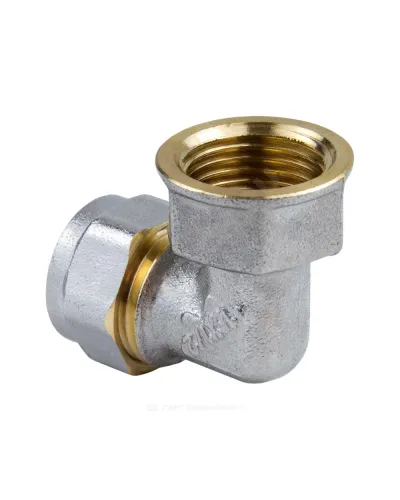 Угольник МП латунь никель обжим Дн 16х1/2х90гр ВР ГОСТ 32415-2013 7007 Aquasfera 7007-01
