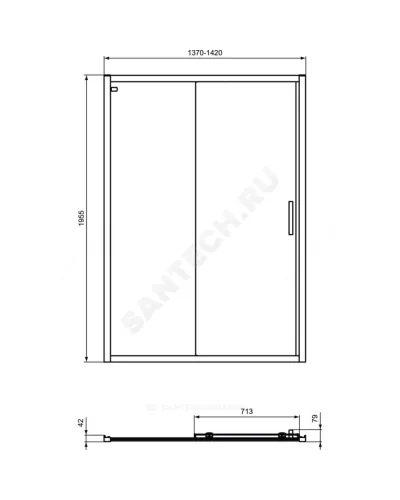 Дверь душевая CONNECT 2 1400х1950мм Ideal Standard K9278V3