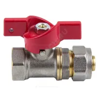 Кран шаровой латунь никель 1016 Euro Дн 16х1/2" Ру16 ВР/обжим бабочка красная Aquasfera 1016-01 .