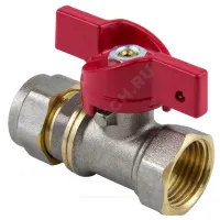 Кран шаровой латунь никель 1016 Euro Дн 16х1/2" Ру16 ВР/обжим бабочка красная Aquasfera 1016-01 .
