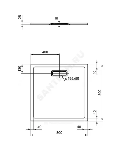 Поддон душевой акрил квадрат ULTRAFLAT NEW 800х800х25 Ideal Standard T446601