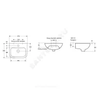 Умывальник подвесной CONTOUR 37 1 отверстие под смеситель по центру Ideal Standard S212201