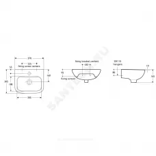 Умывальник подвесной CONTOUR 37 1 отверстие под смеситель по центру Ideal Standard S212201