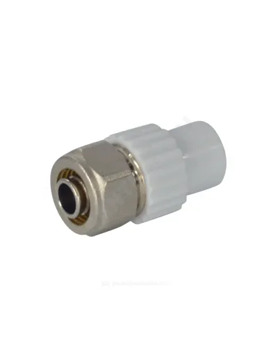 Ниппель PP-R комбинированный белый Дн 20х16 наруж пайка/обжим для PE-X/PE-RT труб VALFEX 10142016