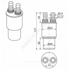 Муфта PP-H переходная белая HT Дн 50х40 б/нап резьба 1/2"НР , штуцер 14мм Alca Plast AKS6