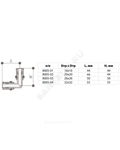 Угольник МП латунь пресс Дн 16х90гр ГОСТ 32415-2013 8005 Aquasfera 8005-01
