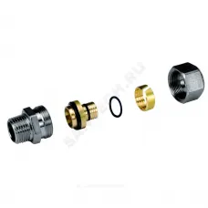 Муфта для МП/PE-X труб латунь хром Дн 16х2,0х1/2" НР R187M Giacomini R187MX048