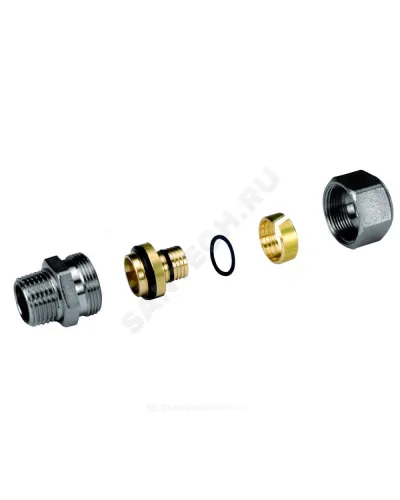 Муфта для МП/PE-X труб латунь хром Дн 16х2,0х1/2 НР R187M Giacomini R187MX048