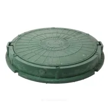 Люк полимер (легкий) зелёный круглый 750х630 h=90мм m=34кг 30кН ПП-630 ТехПласт