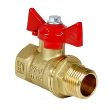 Кран шаровой латунь 11Б27фт1М Ду 32 Ру40 ВР/НР бабочка красная VALFEX VF.218.LB1.114.N/P59