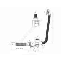 Слив-перелив для ванны Бриг автоматический 1 1/2"x40 с гофрой 40х50 слив клапан "клик-клак" (сетка) D=42,6мм АНИ Пласт ЕС655S