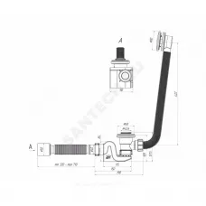 Слив-перелив для ванны Бриг автоматический 1 1/2"x40 с гофрой 40х50 слив клапан "клик-клак" (сетка) D=42,6мм АНИ Пласт ЕС655S