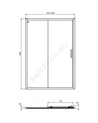 Дверь душевая CONNECT 2 Sliding door 1400х1950 мм Ideal Standard K968601