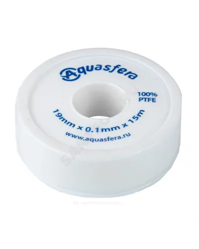 Лента ФУМ PTFE 6020 19ммх0,1ммх15м катушка среда: вода Aquasfera 6020-03