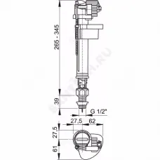 Арматура для бачка наливная 1/2" нижнее подключение Alca Plast A17-1/2"
