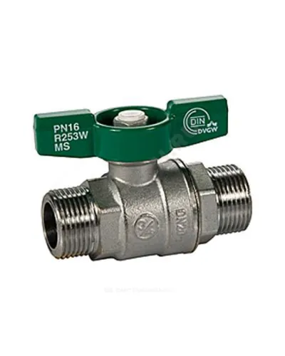 Кран шаровой латунь хром R253W Ду 32 Ру35 НР бабочка зеленая Giacomini R253WX006