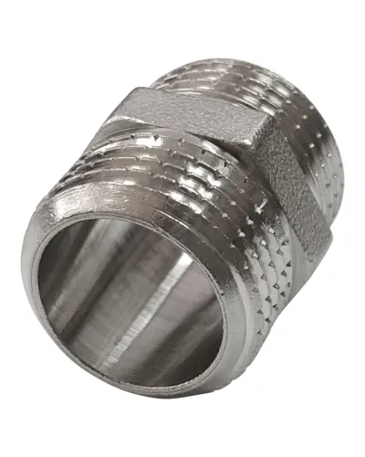 Ниппель латунь никель Ду 15 (1/2) НР VALFEX VF.582.N.012