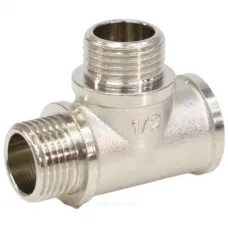 Тройник латунь никель переходной Ду 20х15х20 (3/4"х1/2"х3/4") ВР/НР/НР VALFEX VF.133.N.034.012.034