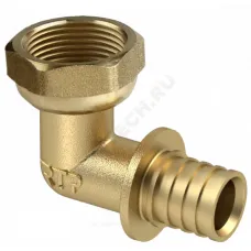 Угольник для PE-X/PE-RT труб аксиальный латунь Дн 20х3/4"х90гр с накидной гайкой RTP (РосТурПласт) 28397