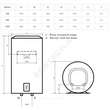 Водонагреватель электрический накопительный 50 л 1,5/2,5 кВт LYDOS ECO ABS PW 50 V Ariston 3201974