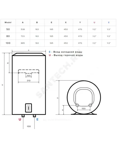 Водонагреватель электрический накопительный 50 л 1,5/2,5 кВт LYDOS ECO ABS PW 50 V Ariston 3201974