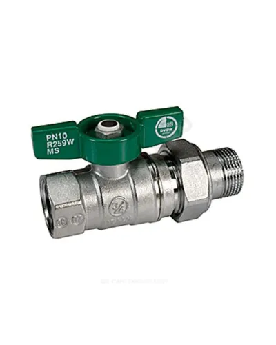 Кран шаровой латунь хром R259W Ду 15 Ру42 ВР/американка бабочка зеленая Giacomini R259WX023