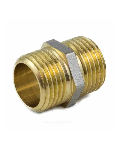 Ниппель латунь никель Ду 15 (1/2) НР 9022 ГОСТ 32585-2013 Aquasfera 9022-01