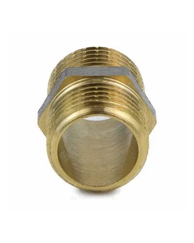 Ниппель латунь никель Ду 15 (1/2) НР 9022 ГОСТ 32585-2013 Aquasfera 9022-01
