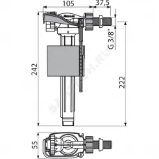 Арматура для бачка наливная 3/8" боковое подключение Alca Plast A160-3/8"