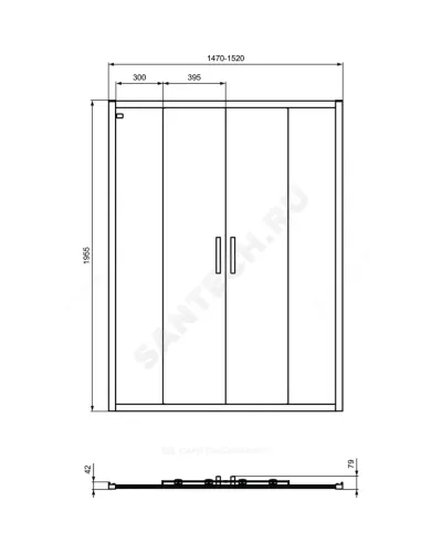 Дверь душевая CONNECT 2 Sliding door 1500х1950 мм Ideal Standard K968701