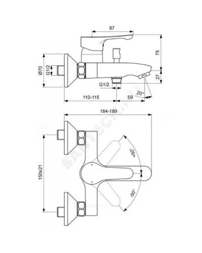 Промо-комплект для ванны с душем ALPHA Ideal Standard BD004AA