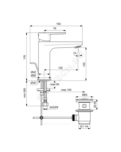 Промо-комплект для ванны с душем CERATHERM T25 Ideal Standard BC984AA