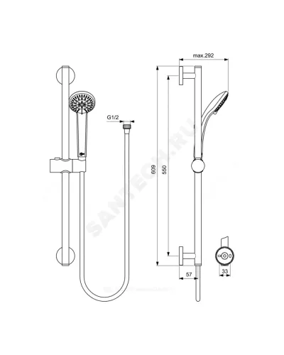 Промо-комплект для ванны с душем CERATHERM T25 Ideal Standard BC984AA