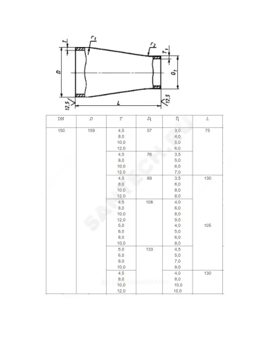 Переход сталь концентрический Дн 108х4,0-89х3,5 (Ду 100х80) бесшовный ГОСТ 17378-2001