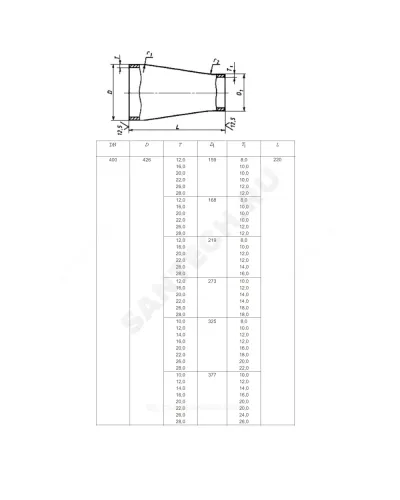 Переход сталь концентрический Дн 108х4,0-89х3,5 (Ду 100х80) бесшовный ГОСТ 17378-2001