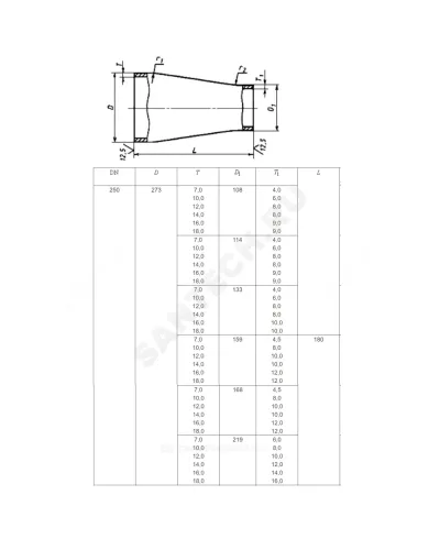 Переход сталь концентрический Дн 108х4,0-89х3,5 (Ду 100х80) бесшовный ГОСТ 17378-2001