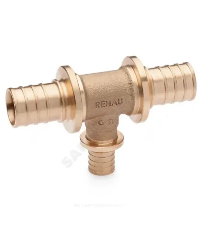Тройник для PE-X труб аксиальный бронза Дн 20х16х20 переходной RAUTITAN PLATINUM RX Rehau 13777301001