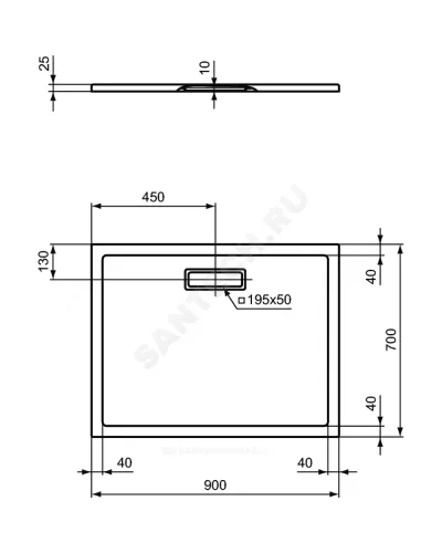 Поддон душевой акрил прямоугольный ULTRAFLAT NEW 900х700х25 Ideal Standard T447401
