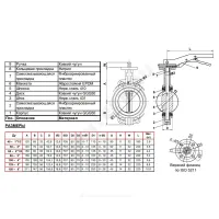 Затвор дисковый поворотный чугун VP4458-02EP Ду 50 Ру25 межфл с рукояткой диск чугун манжета EPDM Tecofi VP4458-02EP0050