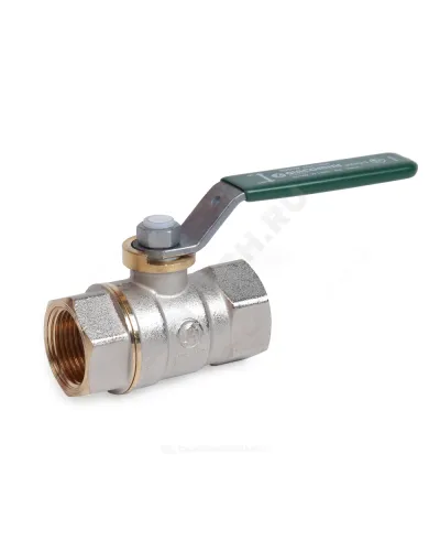 Кран шаровой латунь хром R250W Ду 32 Ру35 ВР рычаг зеленый Giacomini R250WX026
