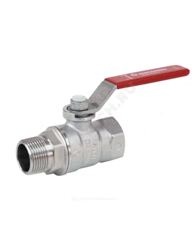 Кран шаровой латунь хром R254DL Ду 32 Ру35 ВР/НР рычаг красный Giacomini R254LX006
