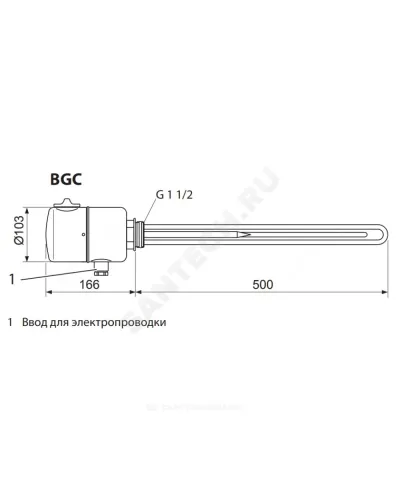 Элемент нагревательный BGC для бойлеров SB (кроме SB 650/3 AC) 1,0/2,0/3,0/4,0/5,7кВт Stiebel Eltron 075115