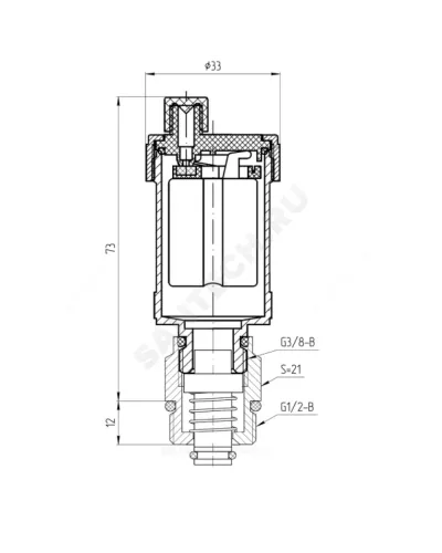 Воздухоотводчик автоматический латунь 5010 Ду 15 Ру10 G1/2 НР прямой Aquasfera 5010-01