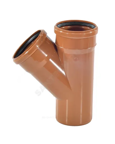 Тройник НПВХ коричневый Дн 110х110х45гр б/нап в/к Aquaviva AQVD105110