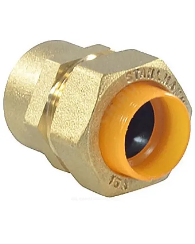 Муфта латунь 15Aх1/2 обжим/ВР для газоснабжения STAHLMANN SSFG1501/2BGZ
