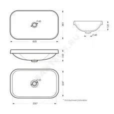 Умывальник врезной Infinity Inside 60 без отверстия под смеситель белый Sanita Luxe INF60SLWB01I