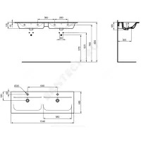 Умывальник подвесной CONNECT AIR Vanity 134 2 отверстия под смеситель по центру Ideal Standard E027201