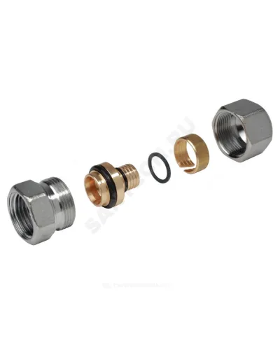 Муфта для МП/PE-X труб латунь хром Дн 16х2,0х1/2 ВР R187F Giacomini R187FX048