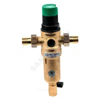 Фильтр сетчатый T-образный латунь Ду 15 Ру25 Тмакс=70 oC G1/2" НР FK06 с выходом под манометр с регулятором давления с краном Honeywell-Braukmann FK06-1/2"AAM