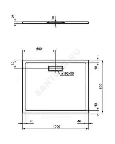 Поддон душевой акрил прямоугольный ULTRAFLAT NEW 1000х800х25 Ideal Standard T446801